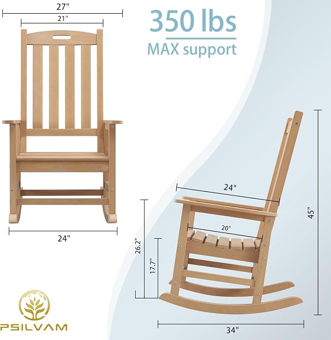 Oversized Outdoor Rocking Chair, HDPE Porch Rocker | High Back Rocking Chairs - Image 3