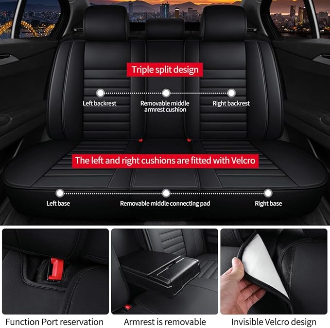 Leather Car Seat Covers for Volkswagen Golf 2001-2021,Car Seat Covers Full Set,Seat Covers with Safety,Waterproof Seat Cover Compatible Airbag(5pcs Black Luxury)