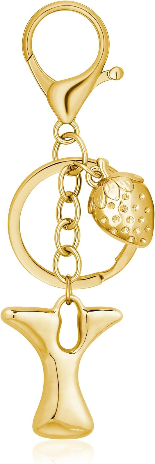Gold Bubble Heart, Cherry, Bow & More Designs Letter Initial Keychain Bag Charms – Cute Purse Charms for Handbags