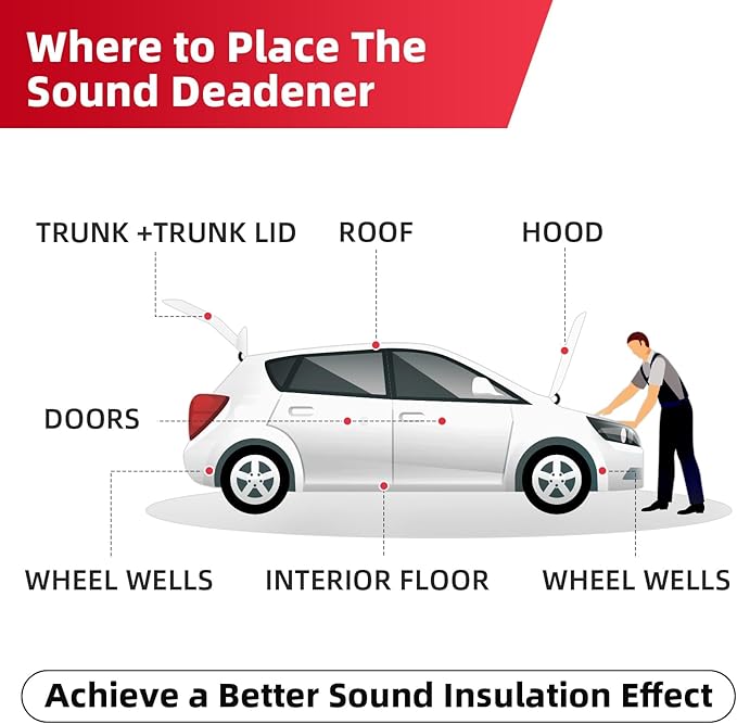 Sound Deadening Mat 394mil(10 mm) 11.37sqft - Closed Cell Foam Car Sound Deadening Material - Self-Adhesive Hood Insulation Heat Shield Auto Sound Dampening