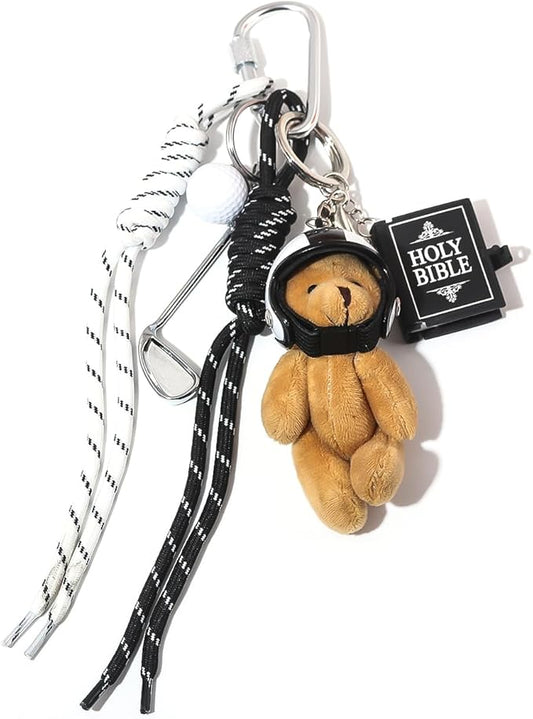 Unique Keychain Designer Rope Bag Charms for Handbag - Cute Teddy Bear Purse Charm - Leather Dachshund Accessory