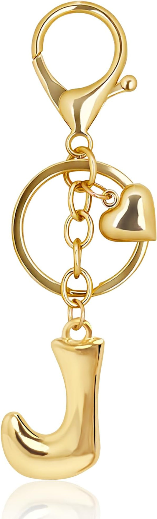 Gold Bubble Heart, Cherry, Bow & More Designs Letter Initial Keychain Bag Charms – Cute Purse Charms for Handbags