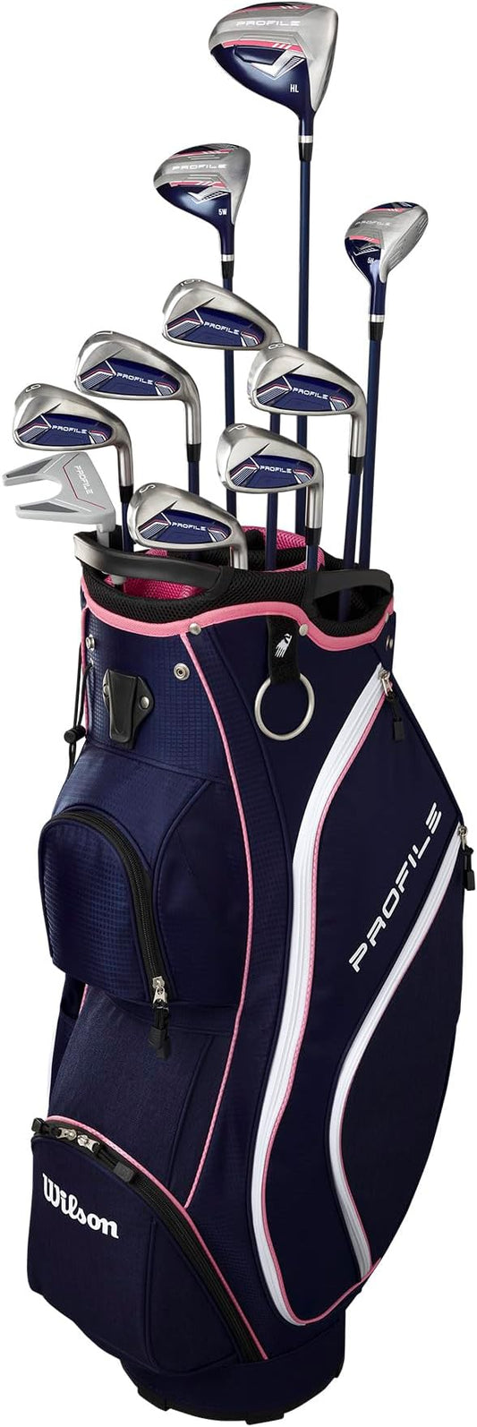Wilson Women's Profile Complete Golf Set with Cart Bag - Left Hand, Ladies, Navy/Rose Gold/Silver