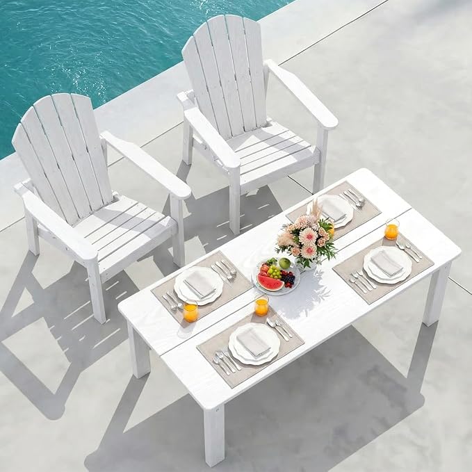 Stackable Set, 2 Chairs with 47in Table, All-Weather HDPE, 380 lbs Each+47.2in by nevilywood