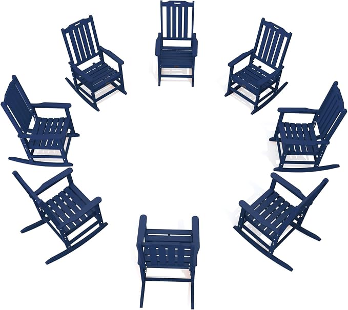 THOEOE Outdoor Rocking Chairs Set of 8, Oversized Patio Rocking Chair | HDPE by THOEOE