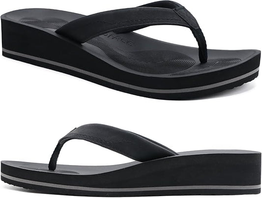 COFACE Flip Flops for Women With Comfortable Arch Support Ladies Fashion Platform Thong Sandals Soft Yoga Mat Sole For Beach/Indoor Outdoor