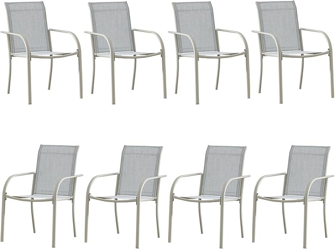 Outdoor Dining Chairs Set of 8, Stackable Patio Chairs by Seekverse