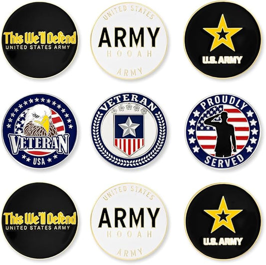 PinMart’s Officially Licensed United States Veteran Bundle Pack of 9 Golf Ball Markers - Golf Accessories for Men and Women - Magnetic Veteran Ball Markers Set of 9