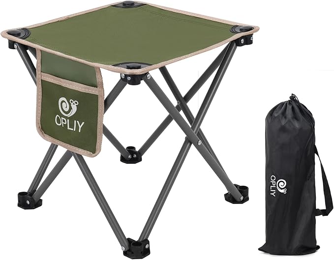 Opliy Camping Stool, 13.5 inch Folding Small Chair Portable Camp Stool for Camping Fishing Hiking Gardening and Beach, Camping Seat with Carry Bag (Green)