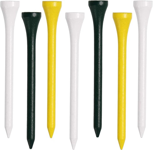 Golf Tees, 3 1/4Inch, 77 Count,Professional Deluxe Wooden Golf Tee, More Than 20 Colors Combination, Natural Hard Wood Golf Tee