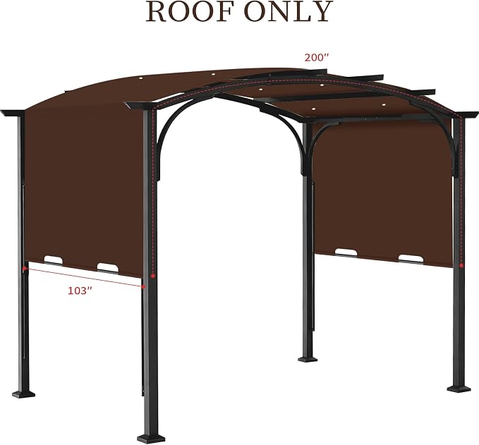 200x103 in Pergola Canopy Replacement Shade Cover Only, Coffee | Fits 10x10 ft - Image 2