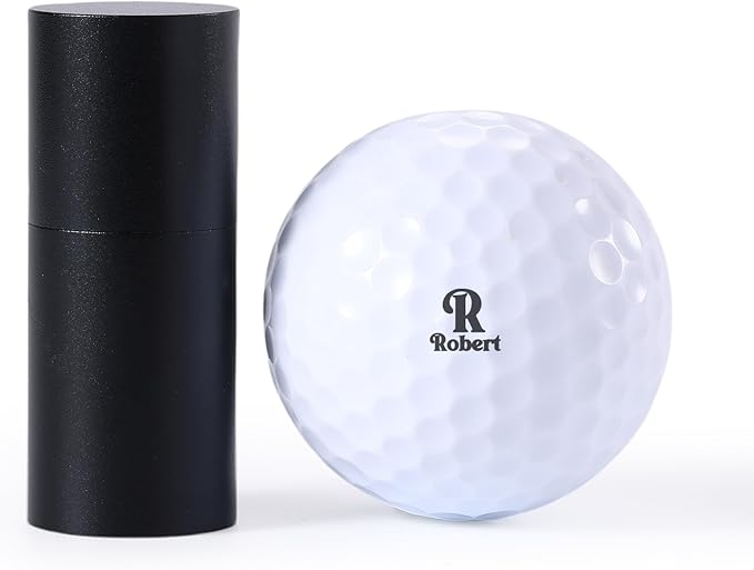 Golf Ball Stamp Personalized Marker - Premium Metal Custom Golf Ball Stamp - Quick-Dry Ink Monogram Identifier - Unique Golfing Accessories Gifts for Men Dad (Mental-Black)