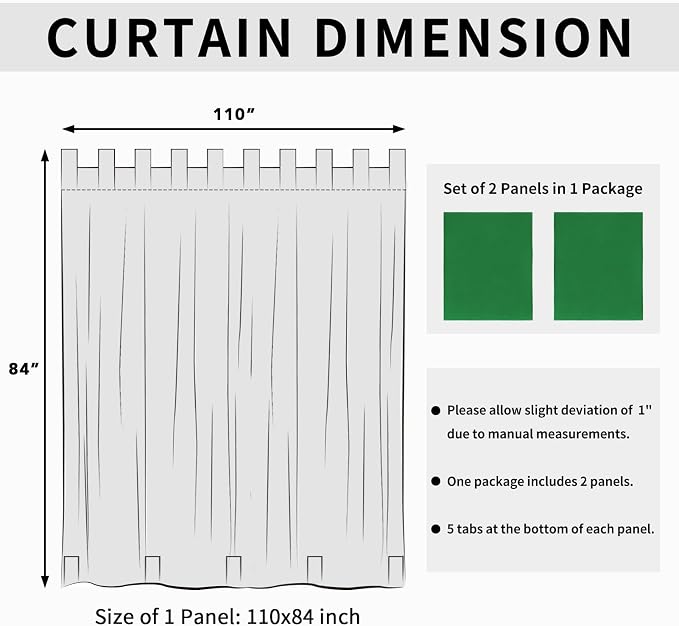 Easy-Going Outdoor Patio Curtains 2 Panels, 110x84 inch, Porch and Pergola - Image 6