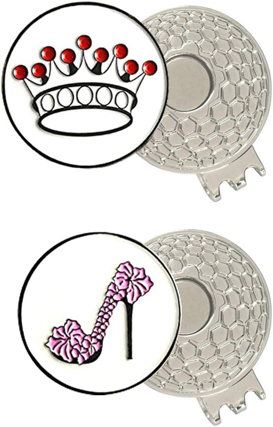 Colorful Golf Ball Markers with Silver Color Golf Hat Clips