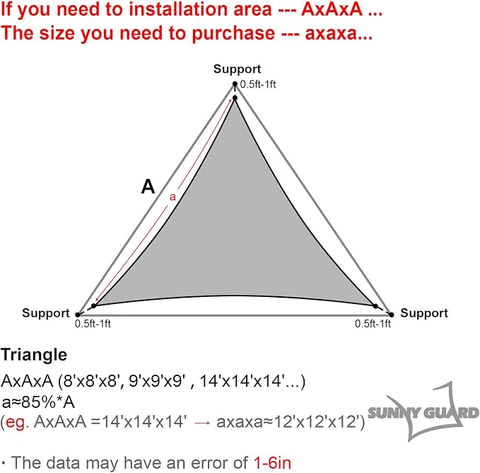 SUNNY GUARD 16' x 16' x 16' Triangle Shade Sail 95% UV Block Outdoor Canopy | - Image 2
