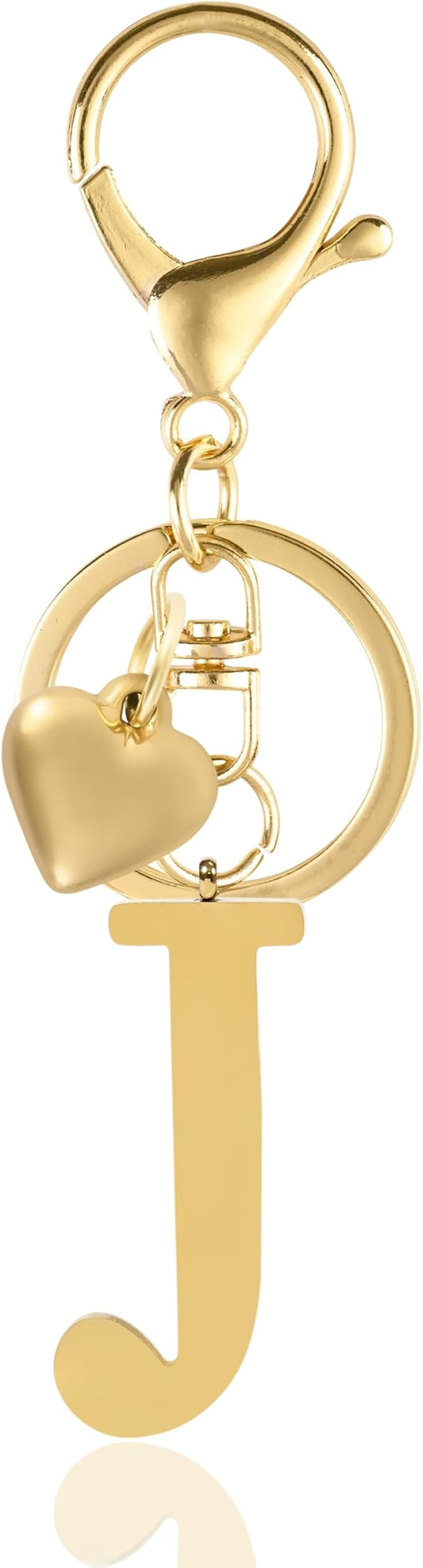 Metal Heart Alphabet Keychain for Women, Girls - Cute Initial Letter Accessories for Purse, Bag Charms and Backpack