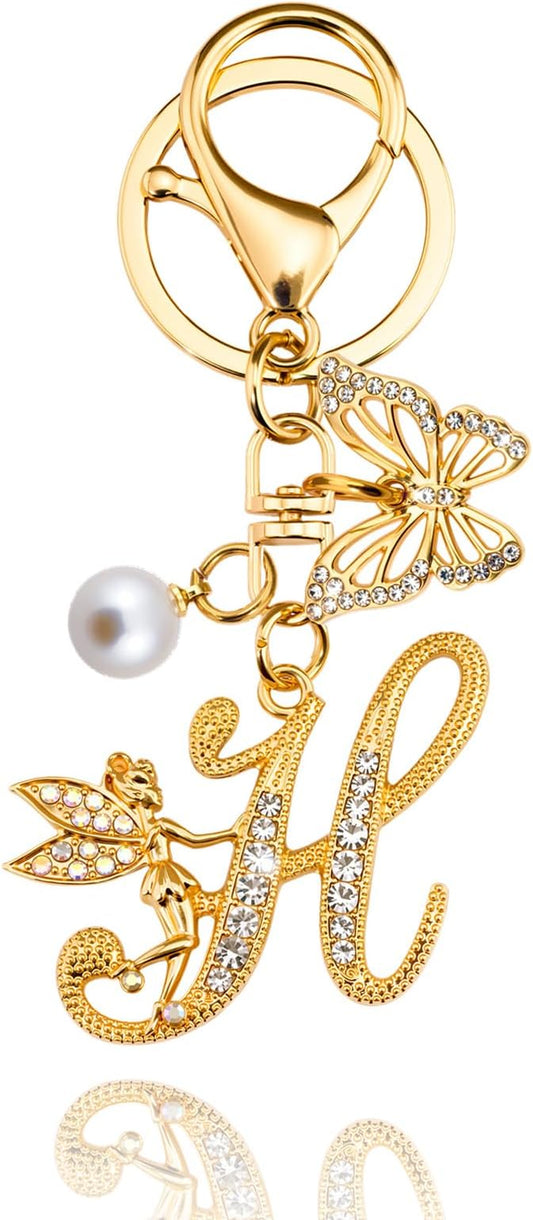 Initial Keychain Bag Charm Women Purse Charms for Handbags Accessories Charm for Wallet Butterfly Pendant for Girls
