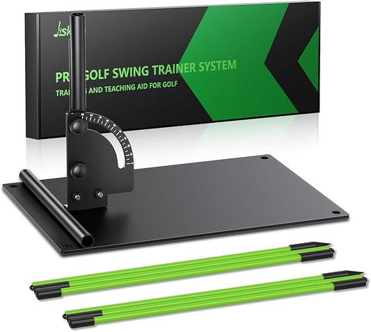 Jsikan Pro Golf Alignment Sticks System with Holder Angle Plate, Golf Trainer Aid Teaching Equipment for Aiming, Putting, Swing, Essentials Golf Gifts Accessories for Men and Women
