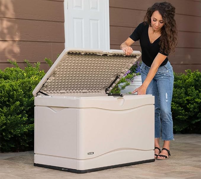LIFETIME 60059 Black Bottom & Desert Sides and Lid Outdoor Storage Box-80 Gal - Image 6