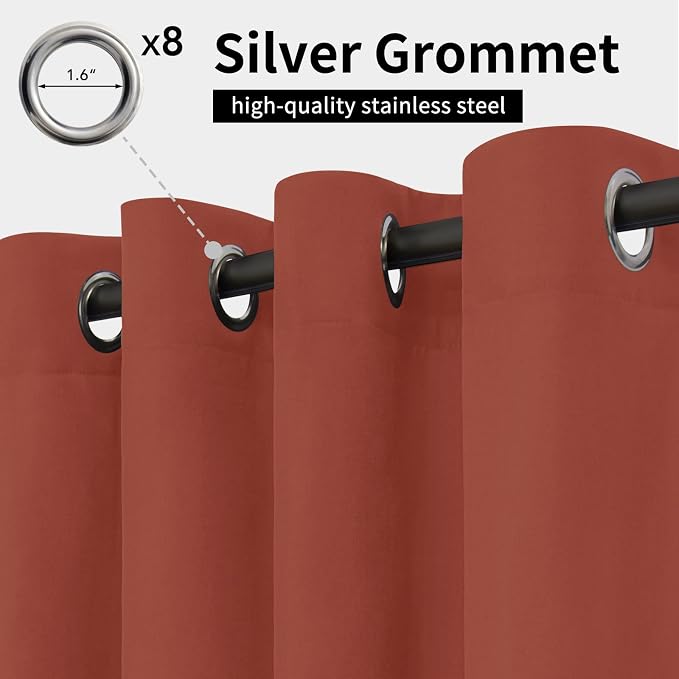 Easy-Going Outdoor Curtains for Patio 1 Panel, 54x108 inch, Terra Red | - Image 2