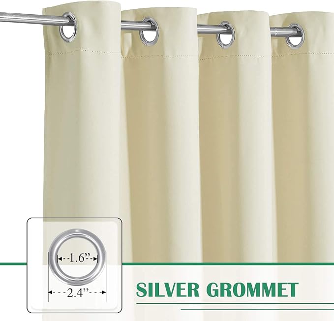 Patio Curtains Outdoor W52 x L84 Inch Natural Beige, 1 Panel | Heavy Duty - Image 2