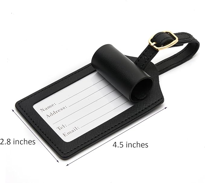 PU Leather Luggage Tag for Suitcase, Baggage, Handbag, Travel Bag With Name Card & Privacy Cover (T)