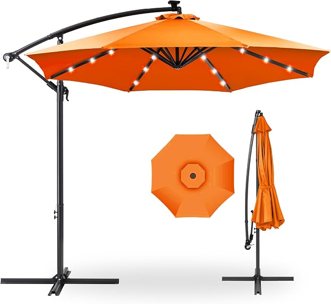 Best Choice Products 10ft Solar LED Offset Cantilever Hanging Market Patio by Unknown