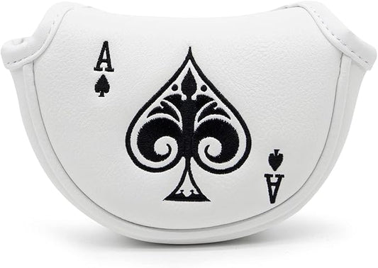 Golf Putter Cover Headcover Magnetic, Poker Ace Style Golf Club Head Cover, 4 Models Available Headcovers for Blade Half-Mallet Square Putters
