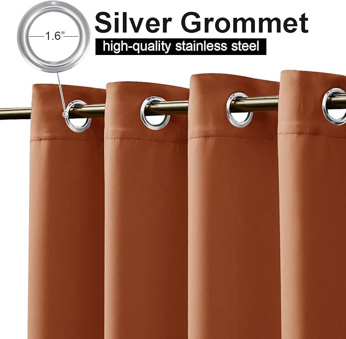NICETOWN Outdoor Curtains Waterproof Fixed Bottom W52xL95 Burnt Orange | - Image 4