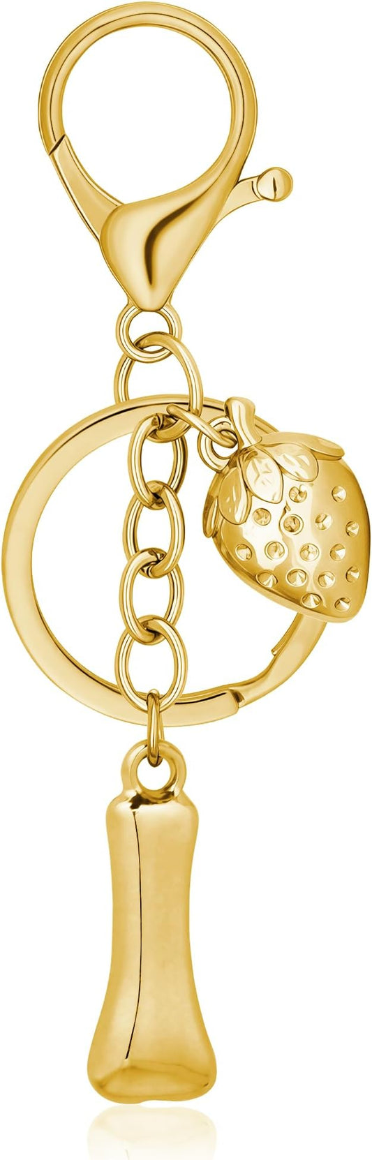 Gold Bubble Heart, Cherry, Bow & More Designs Letter Initial Keychain Bag Charms – Cute Purse Charms for Handbags