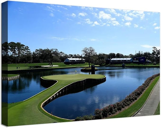 TPC Sawgrass Golf Course Wall Art for Living Room Bedroom Office Wall Decor - USA Golf Course Picture Poster Framed Artwork Canvas Prints Golf Art Ready to Hang(24''H x 36''W)