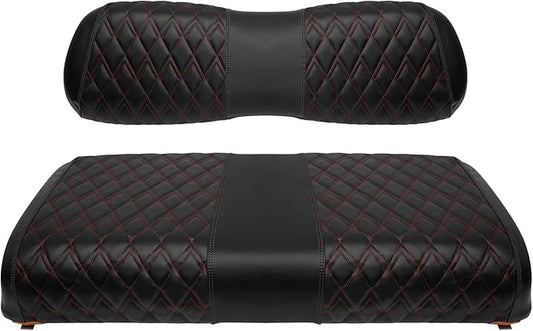 Golf Cart Vinyl Replacement Seat Covers fits Club Car DS 2000.5+, Diamond Front Seat Cover Black Stitching Durable Breathable & Easy to Clean