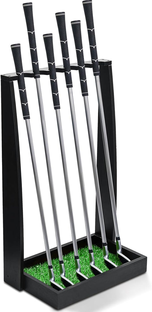 Lenwen Wooden Golf Putter Stand Golf Club Holder Stand Wooden Display Rack Floor Display Rack Club Organizer for Storage Sports Indoor Home Office Simulator Garage