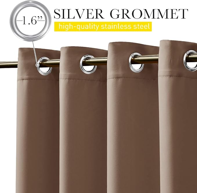 NICETOWN 2 Panels Windproof Blackout Outdoor Curtains W46xL80 Tan | Waterproof - Image 8