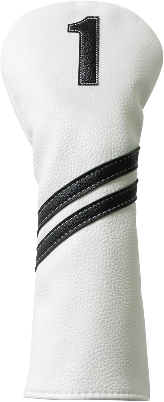Golf Club Covers,4pcs or 1pc Golf Headcovers for Woods and Driver Fairway Hybrids Women Men - Premium PU Leather with Interchangeable Tags & Magnetic Blade and Mallet Putter Covers