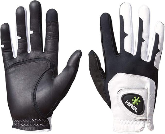 HIRZL GRIPPP FIT Ladies Golf Gloves – All Weather Womens Golf Glove (White/Black) | Kangaroo Leather & Lycra | Ultimate Grip/Wet or Dry | Breathable, Stretch Fit, Sweat Absorbent, Water Repellent