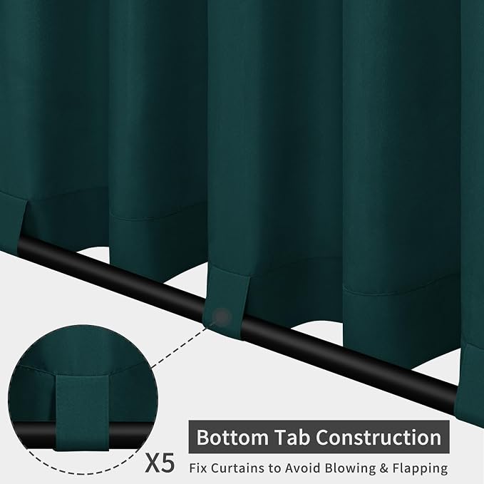 Easy-Going Outdoor Patio Curtains 2 Panels, 110x84 inch, Teal | Privacy - Image 3