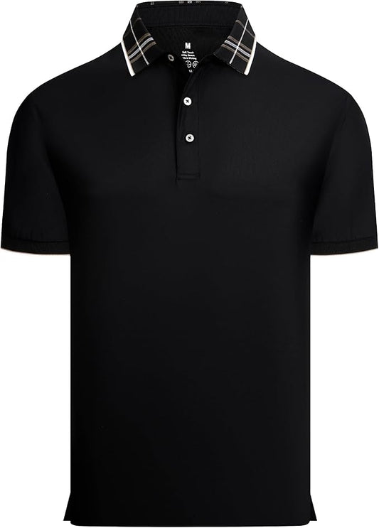 Alex Vando Mens Golf Shirts Moisture Wicking Quick-Dry Short Sleeve Fashion Designed Polo Shirts for Men
