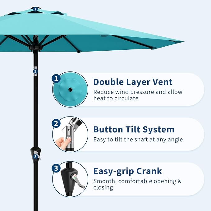 GarveeLife 9FT Umbrella Outdoor Patio, Pool Umbrella - Image 3