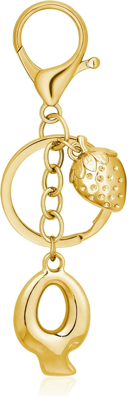 Gold Bubble Heart, Cherry, Bow & More Designs Letter Initial Keychain Bag Charms – Cute Purse Charms for Handbags