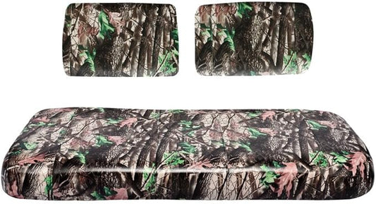 Seat Cover Replacement for Yamaha G-2/G-9 Golf Cart - Front Bench Seat - Premium Marine Vinyl -5 Panel Stitching - Staple On Installation - Two-Tone Golf Cart Seat Covers (Woodland Camo)