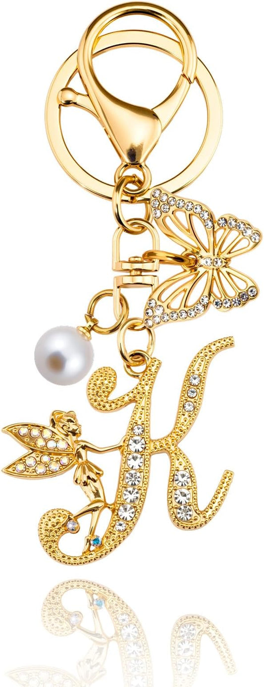 Initial Keychain Bag Charm Women Purse Charms for Handbags Accessories Charm for Wallet Butterfly Pendant for Girls