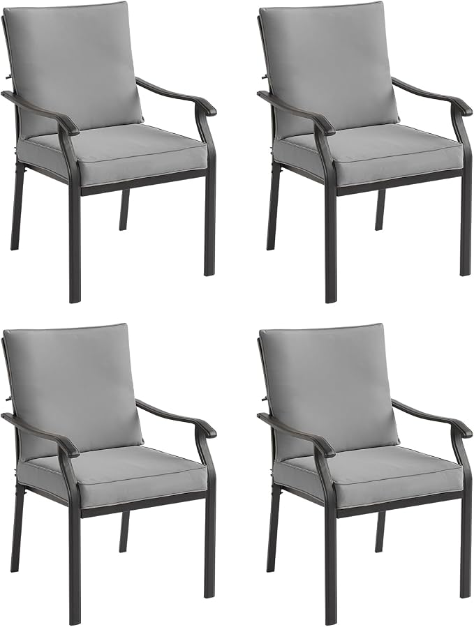 LVUYOYO Outdoor Patio Dining Chairs Set of 4, Metal Stackable Chairs Set by LVUYOYO
