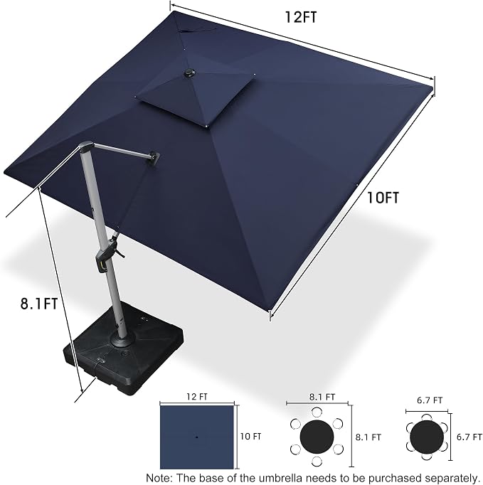 PURPLE LEAF Cantilever Patio Umbrella 10' X 12' Large Double Top, 3-Yr - Image 8
