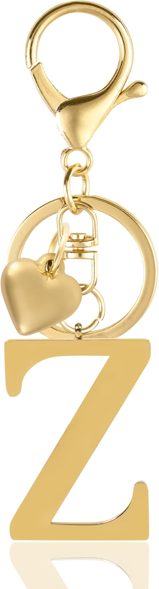 Metal Heart Alphabet Keychain for Women, Girls - Cute Initial Letter Accessories for Purse, Bag Charms and Backpack