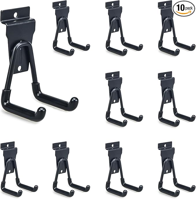 Slatwall Hooks Heavy Duty Slat Wall Accessories Garage Small U Hooks and Hangers for Garage Organizers, Black(10 Pack)