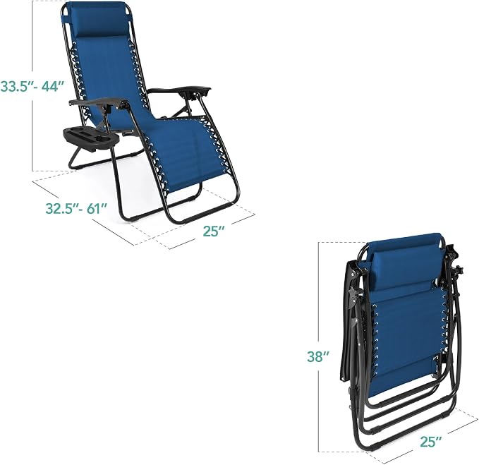 Best Choice Products Set of 2 Adjustable Steel Mesh Zero Gravity Lounge Chair - Image 3