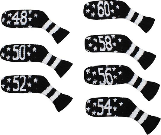 Scott Edward 1/7/10 Pcs Knitted Golf Club Head Covers for Irons Wedge Cuteness and Basically Socks Shape Washable Golf Club Head Protector on Pattern Style Double Sided Customized
