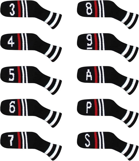 Scott Edward 10 Pcs Golf Club Head Covers for Irons Cuteness Basically Socks Shape Washable Durable Golf Club Head Protector Double Sided Knit Suitable for Most Brands