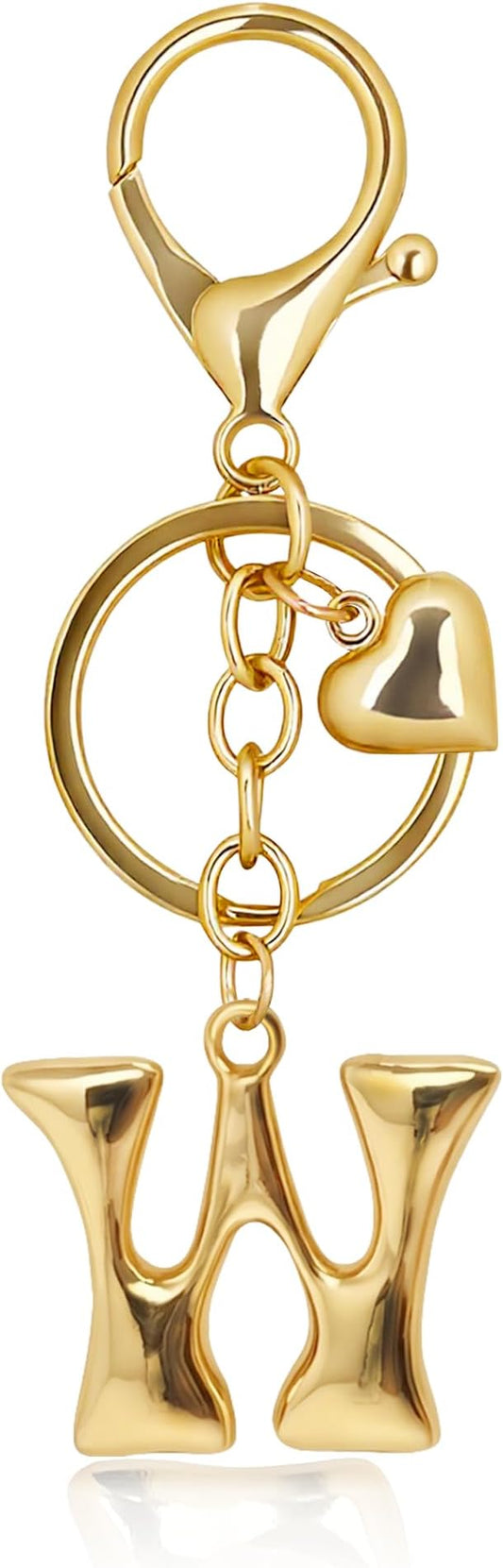 Gold Bubble Heart, Cherry, Bow & More Designs Letter Initial Keychain Bag Charms – Cute Purse Charms for Handbags